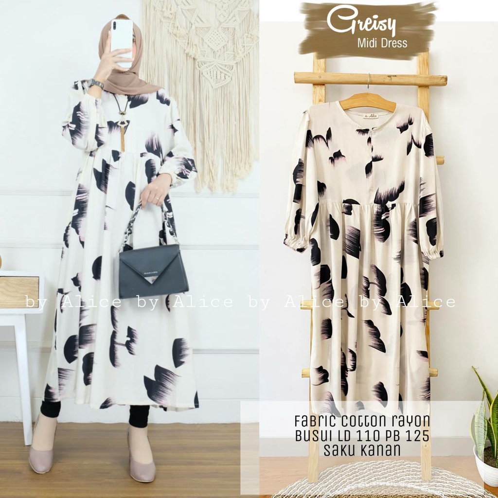 GREISY MIDI DRESS