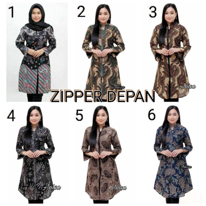 BAVC BATIK  Tunik  zipper  depan  M L XL XXL Shopee Indonesia