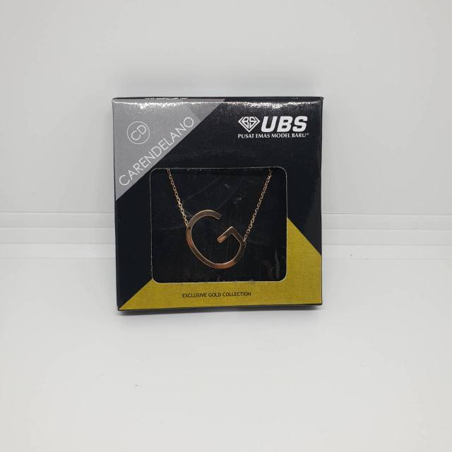 Kalung Emas 375 Alpha Beta Milea UBS Carendelano Huruf G