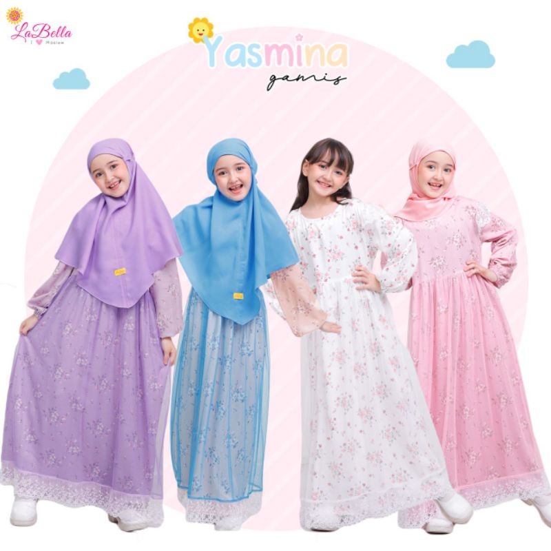 Gamis tutu anak perempuan terbaru labella yasmina usia 3 4 5 6 7 8 9 10 tahun