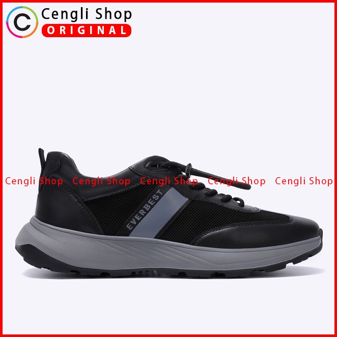 SEPATU SNEAKER EVERBEST PRIA ORIGINAL CASUAL KETS BRANDED HITAM EM45