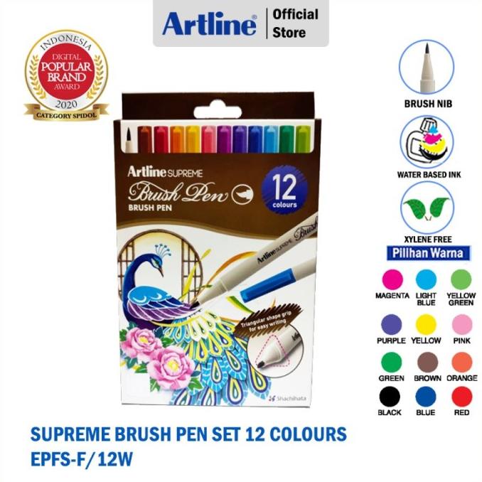 

[[COD]] Spidol Supreme Brush Pen SET 12 Colours ARTLINE EPFS-F/12W CUCI GUDANG Kode 1442