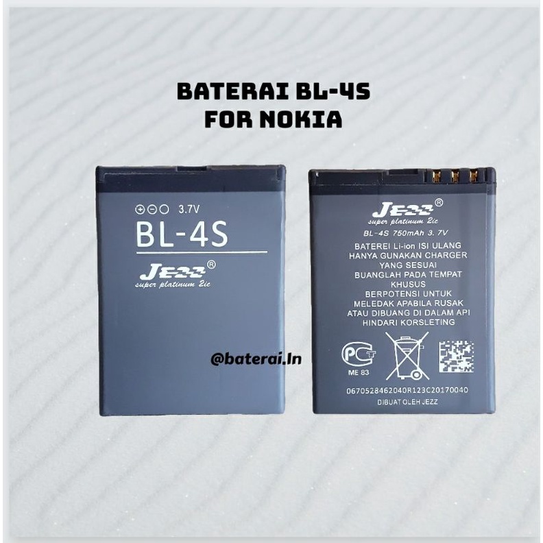Baterai Nokia BL-4S / Nokia 2680 slide X3-02 Battery batre hp BL 4S - Baterai Original jezz - Batera