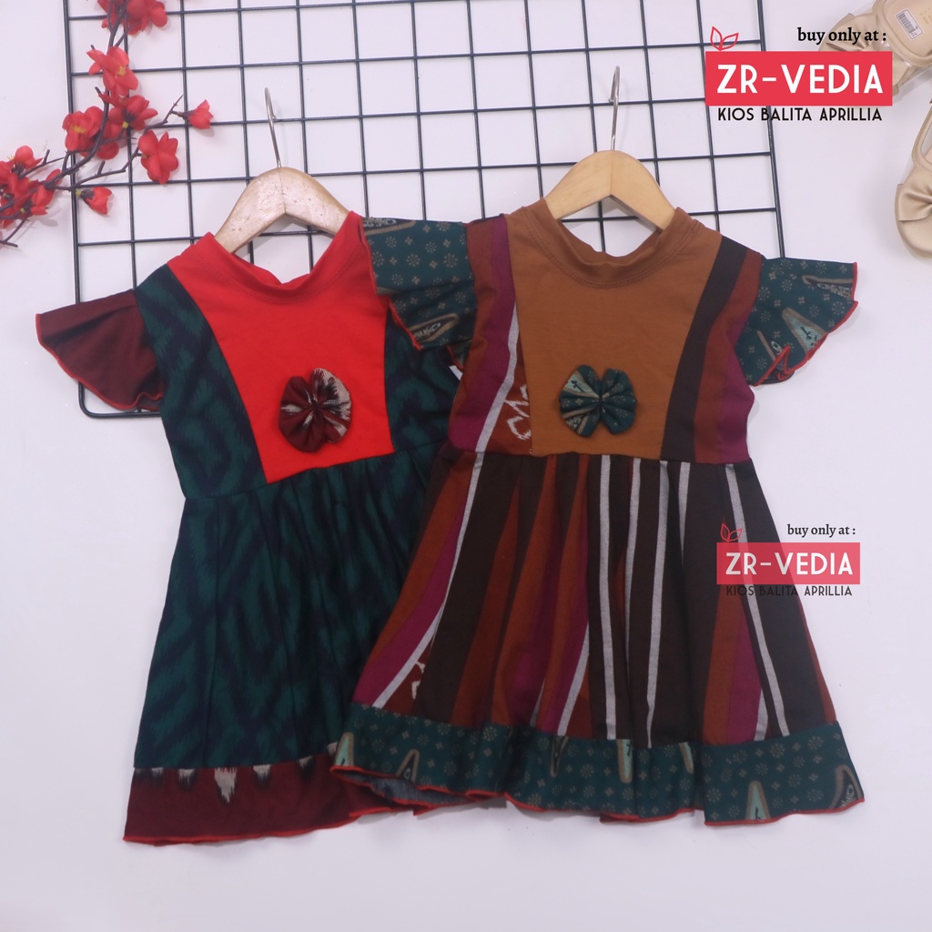 (BATIK) Dress Tania uk 6-18 Bulan / Dress Anak Perempuan Lengan Pendek Baby Brand Baju Pesta Murah