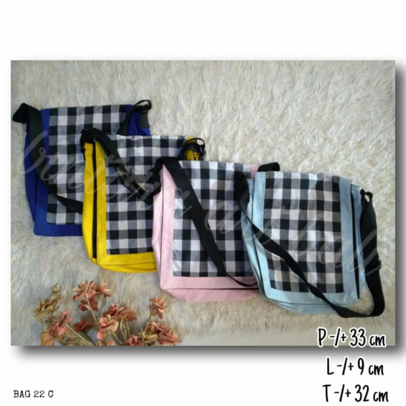 tas selempang bali motif kotak tas selempang sekolah tas kain bali souvenir oleholeh bali