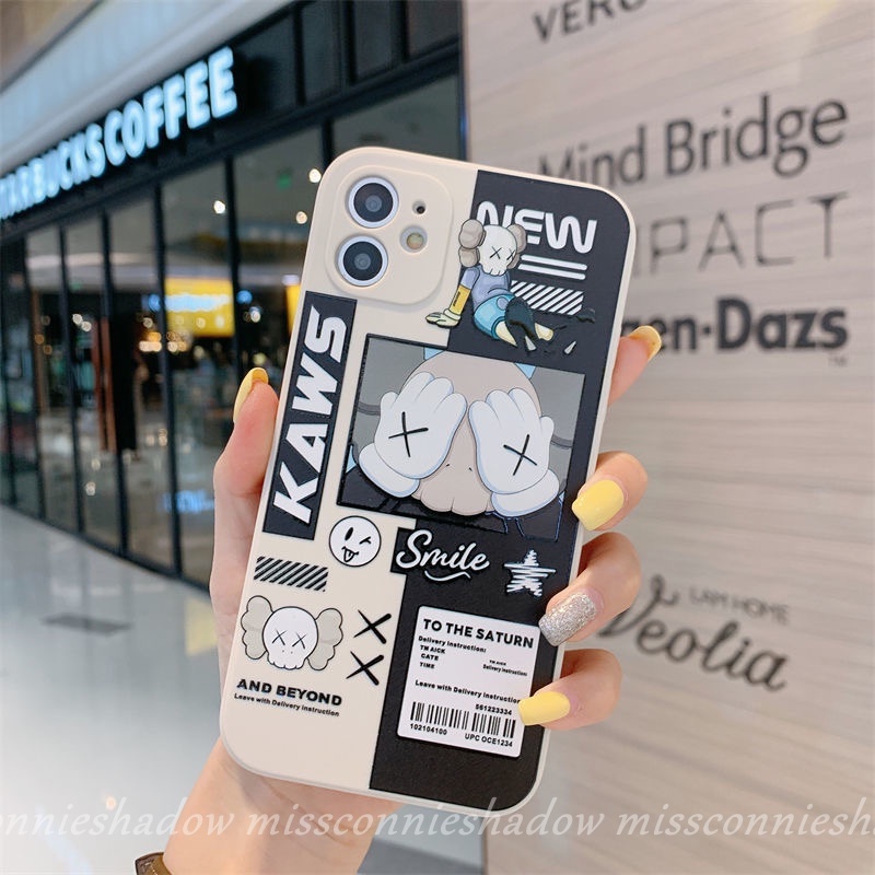 Xiaomi Redmi A1 10C 10 12C 9 9C NFC 9T Note 10Pro 11 9pro 11Pro Note 10 9 10S Poco M4 Pro F4 X3 M3 Sisi Parrern Kubus Lurus Pasang Merek Kaws Couple Phone Case