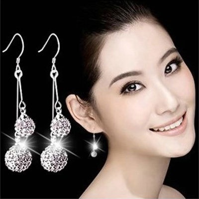 Anting Perak 925 Wanita Flash Diamond Drop Anting-Anting Perhiasan Fashion