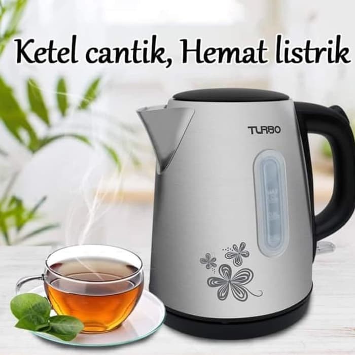 kettle ketel teko listrik pemanas air TURBO1 Liter - EHL1058 stainless steel murah awet
