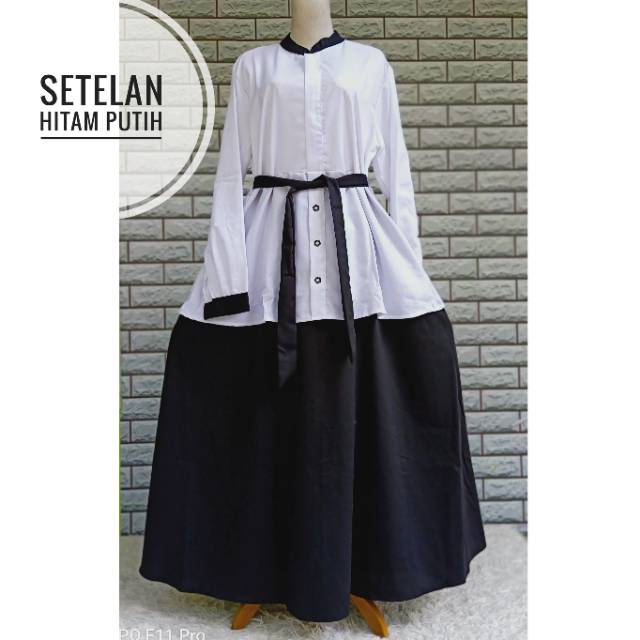 Gamis Hitam Putih ASN Ready S M L XL