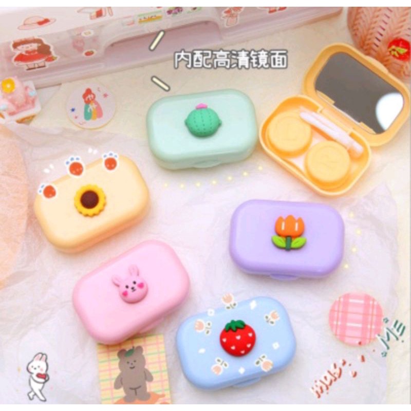 BLESSHOP Tempat Sotflen Kanan Kiri Softlens Case Kotak Softlens Dan Kaca