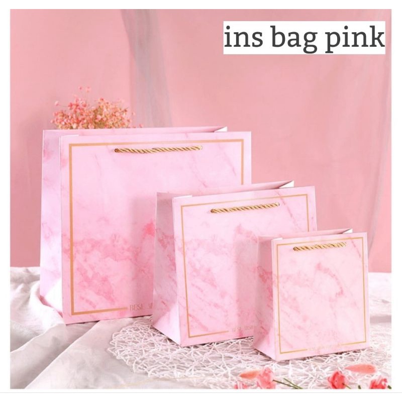 INS PAPER BAG KOREA PINK SHOPPING BAG/TAS HADIAH IMPORT PB-INS 2 PINK