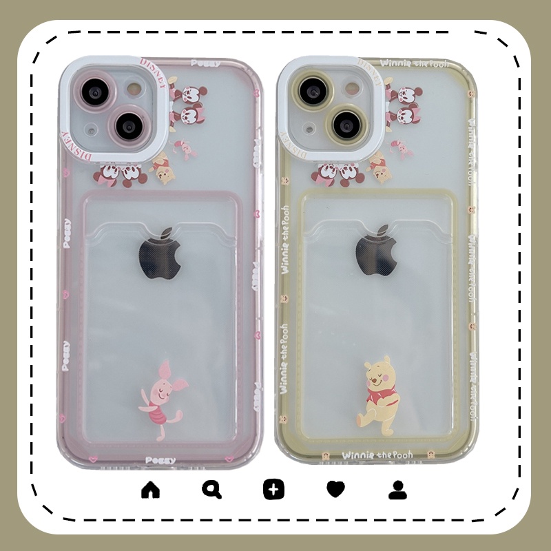 Soft Case Pelindung Lensa Transparan Desain Winnie the Pooh Dan Flying sky PigCard Untuk Iphone 12 13 Pro MAX 11 X XR XS MAX 7 8 Plus