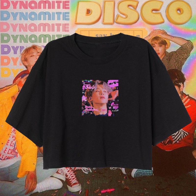 CROP TEE BTS AESTHETIC COLLECTION | BAJU KAOS CROP TOP ARMY KOREA OVERSIZE HITAM WANITA CROPTEE