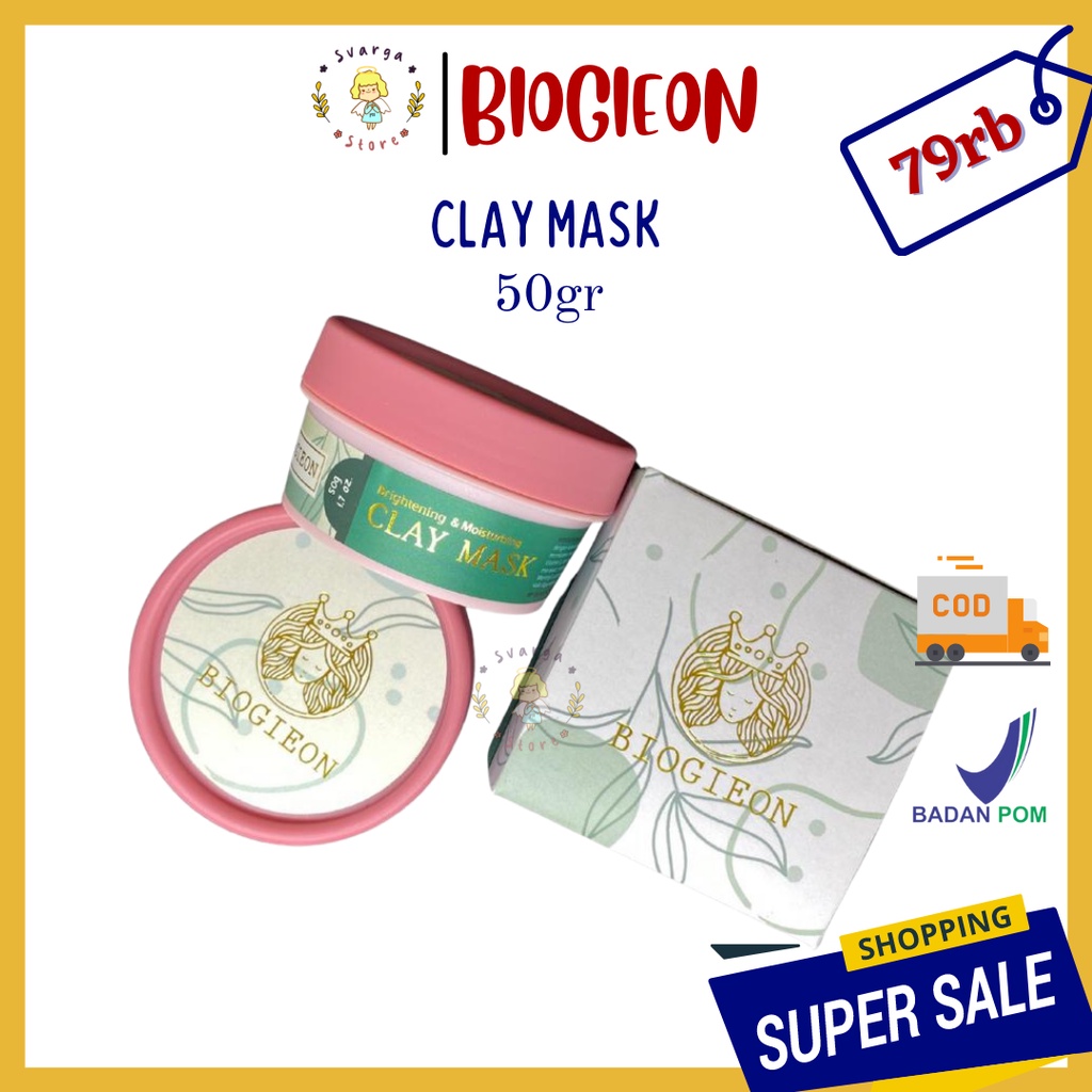 BPOM FREE SPATULA 50gr BIOGIEON CLAY MASK | Masker Wajah Clay | Masker Langsung Pakai Facemask Mask