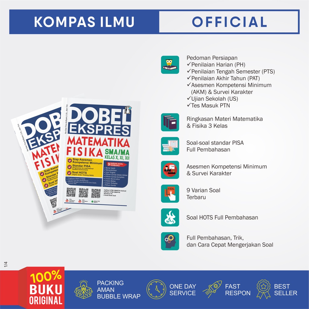 Kompas Ilmu Buku Rumus Matematika Fisika Dobel Ekspres SMA MA Kelas 10, 11, 12 - Kurtilas
