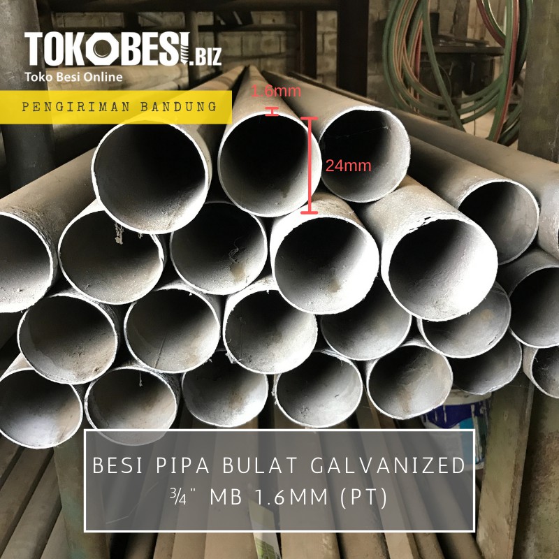 Besi Pipa Bulat Galvanized 3/4" 1.6mm (pt)