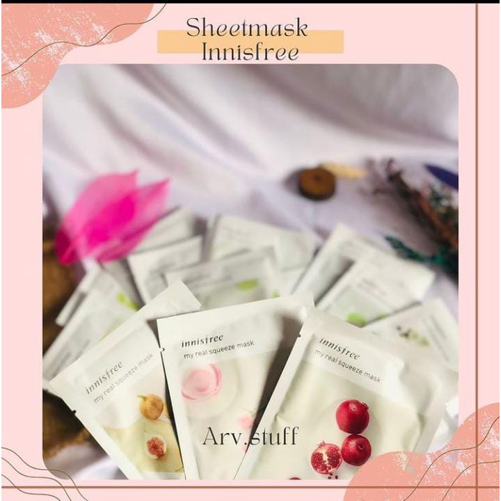 Innisfree My Real Squeeze Mask Sheetmask/ Ready Masker Wajah Viral, Termurah, Terlaris, Aman, Whitening Mask Pencerah, Aman, Banyak Varian Jenis Masker Korea, Ampuh Mengatasi Permasalahan Wajah, dan Mudah Diaplikasikan