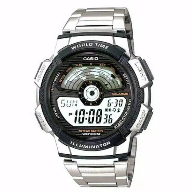 Casio World Time AE-1100WD-1A Alarm Digital Sports Mens Watch Original AE-1100WD-1AVDF