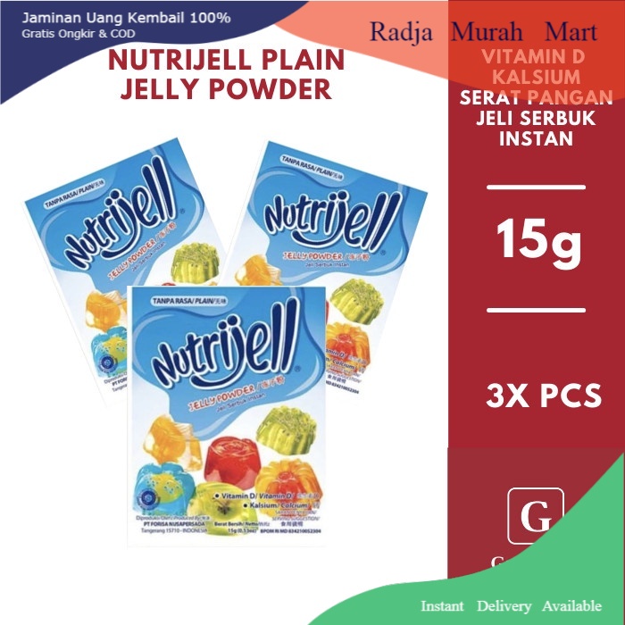 

Nutrijell Tanpa Rasa (Plain) Jelly powder agar-agar 15 g isi 3