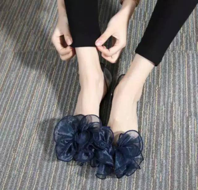 Sepatu Jelly Bunga kaca 035-1 / Flatshoes jelly bunga transparan 1 kg maut 3