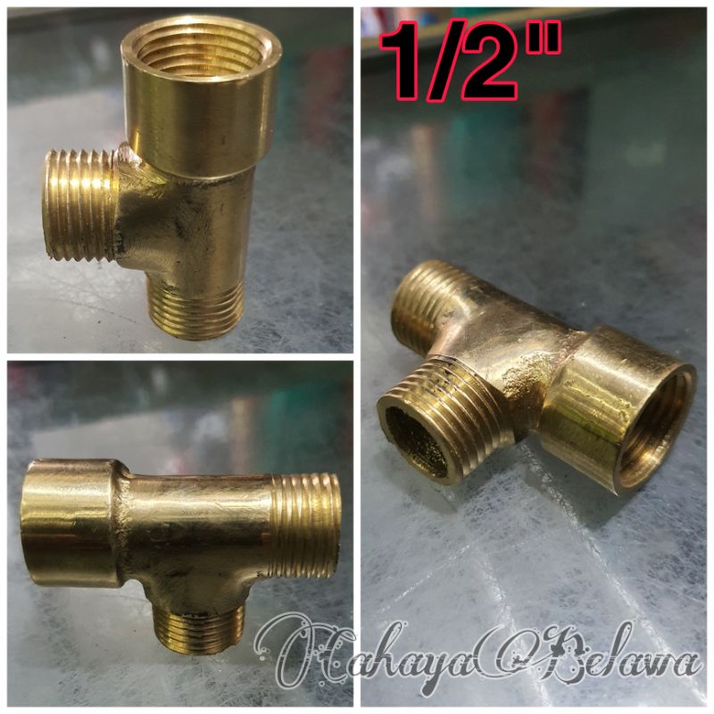 T kloset kuningan 1/2 inch - sambungan