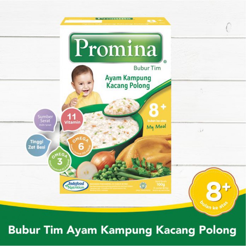 Promina Bubur Tim Ayam Kampung Kacang Polong 8m+ - 100gr