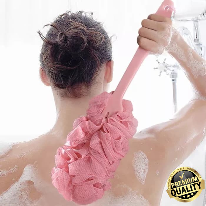 Shower puff mandi dengan gagang