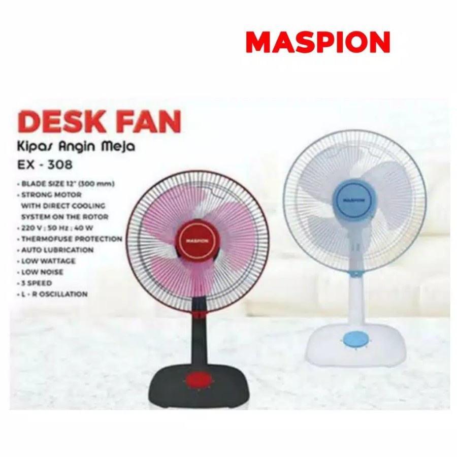 MASPION Kipas Angin Meja 12 Inch EX 308 / Deskfan - Garansi 3 Tahun