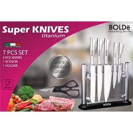 Bolde Super Knives Set Titanium 7 Pcs Pisau Gunting Dapur Stainless Steel