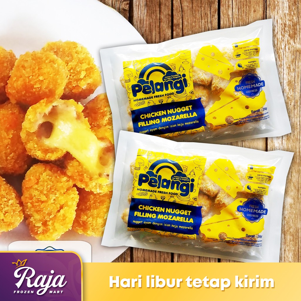 

Pelangi Chicken Nugget Filling Mozarella 250g / Makanan Beku / Frozen Food / Nugget / Mozarella