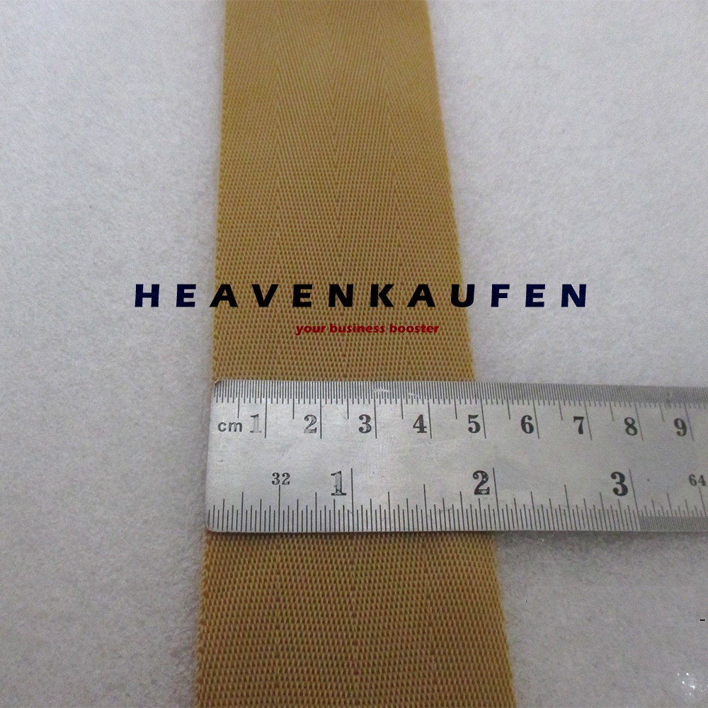 Webbing Lebar 5 cm Warna Khaki / Kopi Susu Motif Seatbelt Meteran