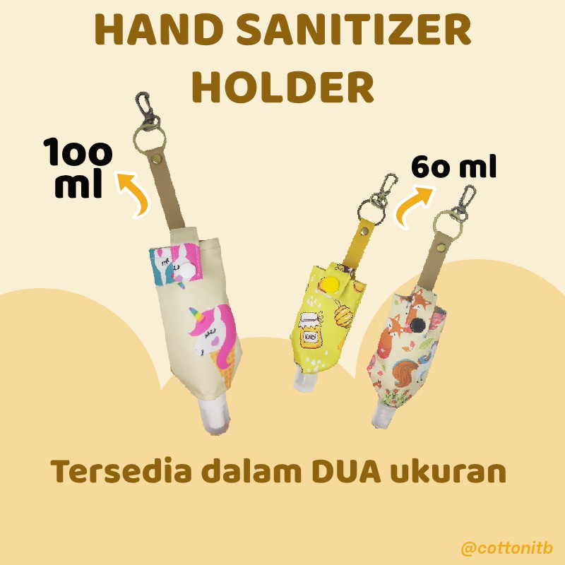 Gantungan Tempat Pouch HAND SANITIZER HOLDER [YELLOW CREME GREY] Gantungan Gel Spray Serbaguna Tas