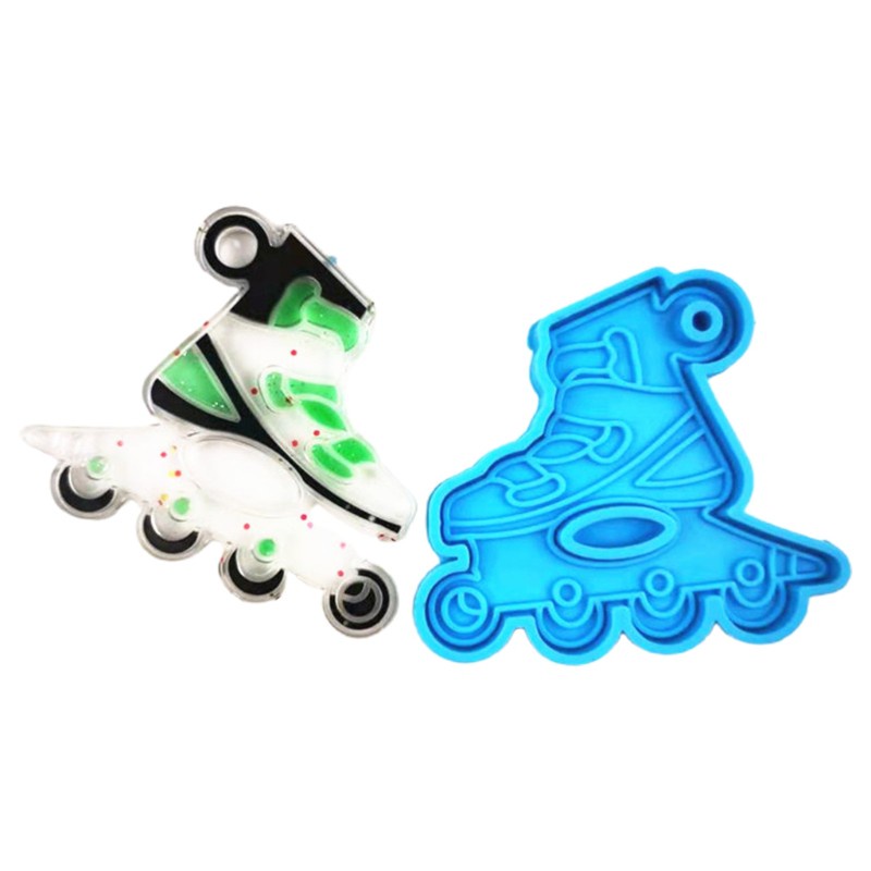 Cetakan Resin Epoksi Bentuk Skateboard Roller Skates Bahan Silikon Untuk Gantungan Kunci