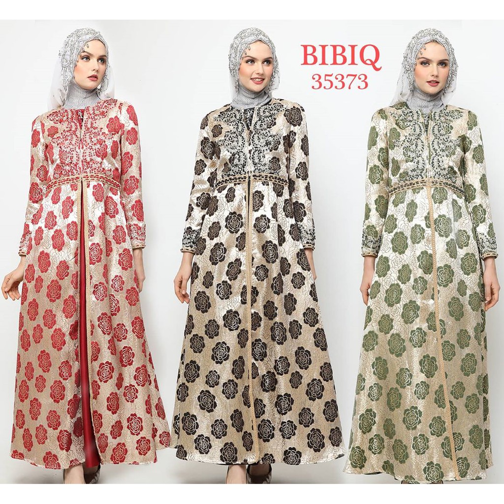 BIBIQ 35373 BIBIQ Fashion Maxidress Gamis Pesta Baju Muslim Mewah BIBIQ Terbaru Bahan JACQUARD SATIN