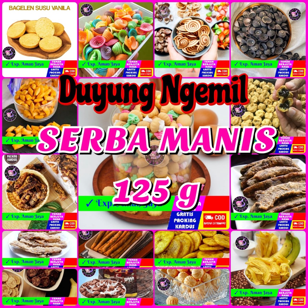 

Serba Manis 125g | Aneka Makan Ringan Jadul | Duyung Ngemil - makanan ringan snack kiloan jajanan jadul camilan enak Jajanan sehat cemilan murah