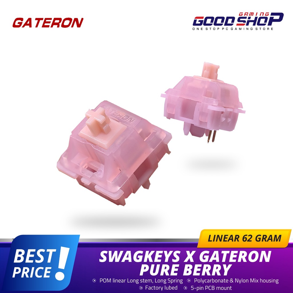 SWAGKEYS X Gateron Pure Berry Linear 62g Switch