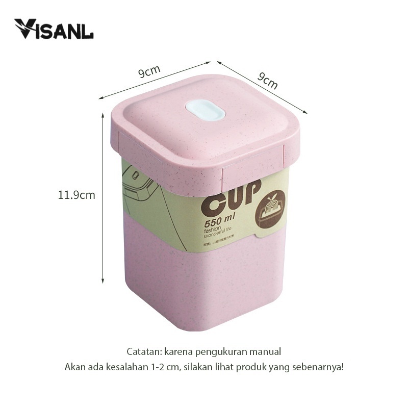 Cangkir Sarapan Multifungsi Mangkuk Sup Jerami Gandum Piknik Portable Soup Cup VS-60