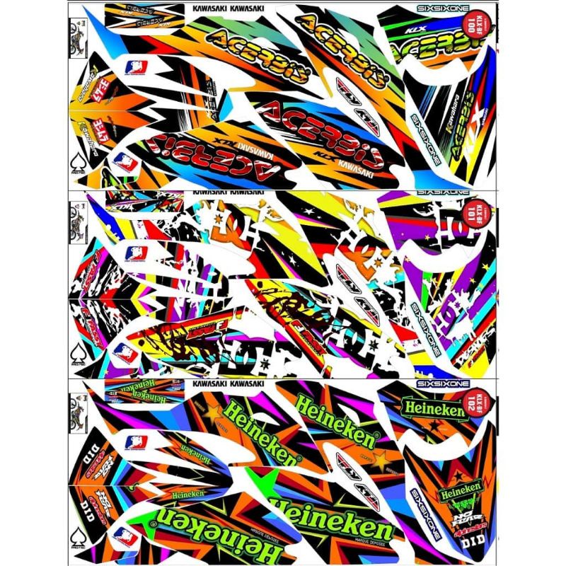 STICKER STRIPING SEMI FULL KAWASAKI KLX BF HEINEKEN GRAFITY