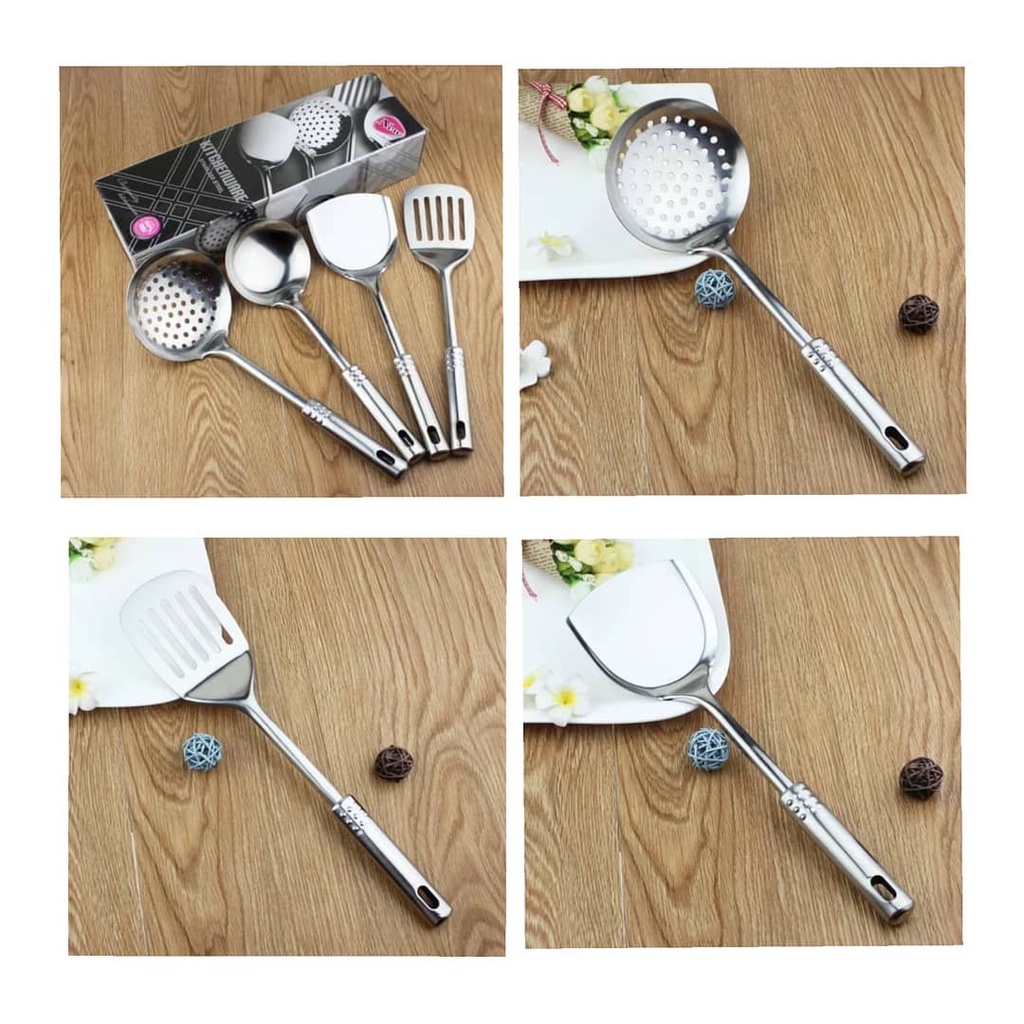 PROMO [ COD ] Spatula Set Isi 4pcs 1092-Spatula Sutil Stainless Steel