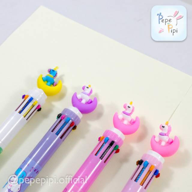 Pena Unicorn 10 Warna Pen Bolpen Pulpen Gelpen Karakter Murah Lucu