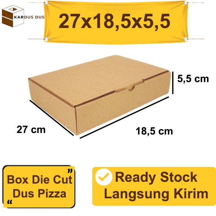 

Kardus Die Cut Pizza Polos 27x18,5x5,5 cm Dus Kue Box Baru Single Wall 3 MM Tebal - Murah