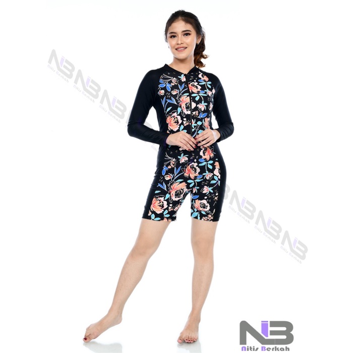 Baju Renang Wanita BAJU RENANG DIVING WANITA NEW PRODUK NB010 - BUNGA MERAH, M(E8E2) Swimsuit Anak P