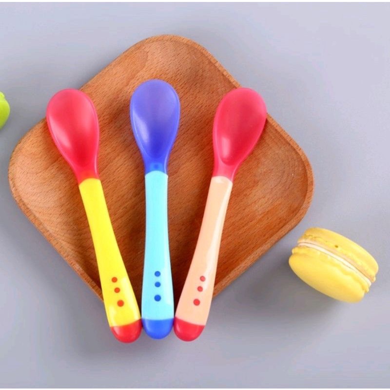 SENDOK MAKAN BAYI SENSOR SUHU PANAS / SENDOK GARPU BAYI SILIKON / SENDOK MAKAN BAYI SILIKON / BABY SPOON SILICONE BPA FREE