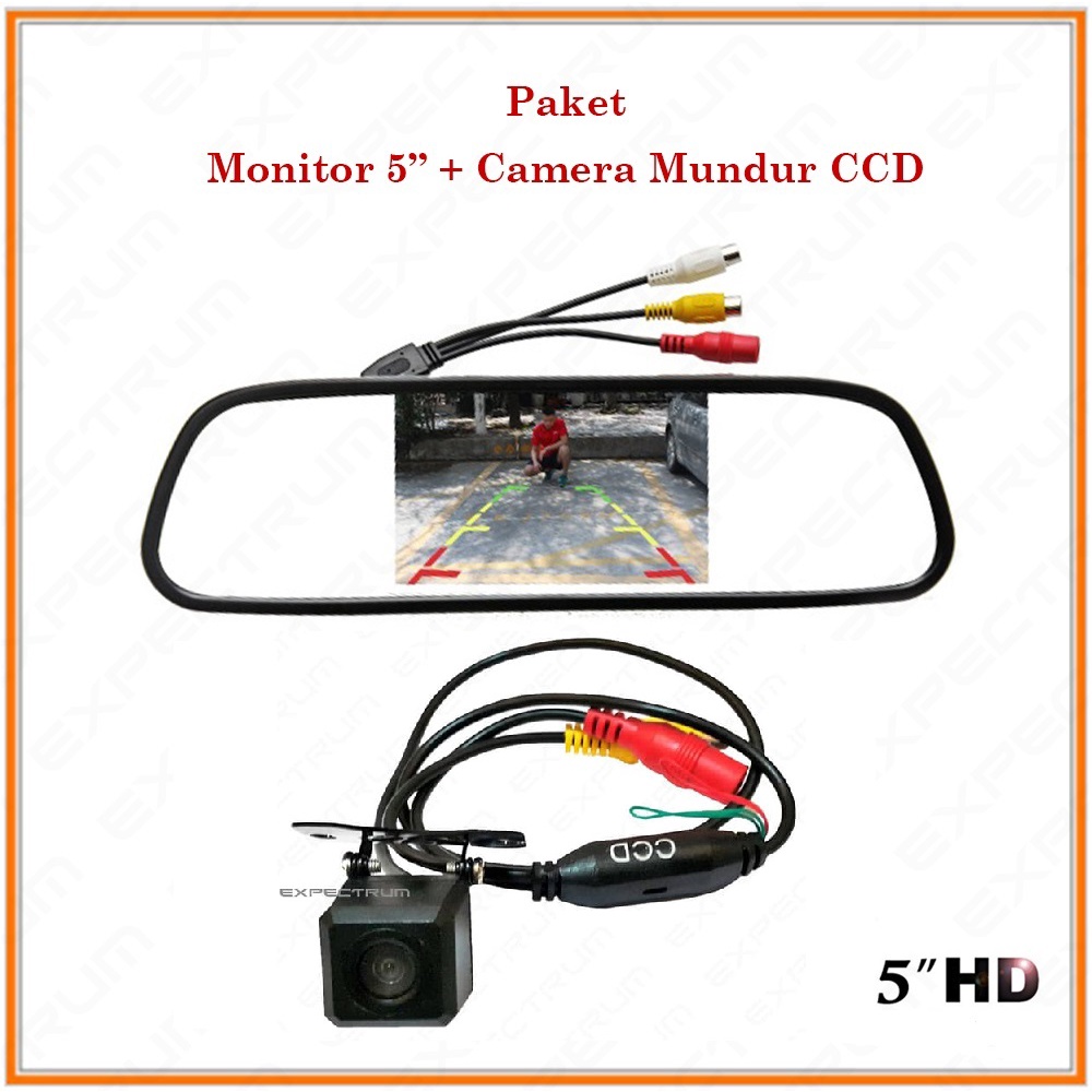 Monitor Mirror TFT Parking 5 inchi - PAKET Kc Spion Mobil &amp; Kamera CCD