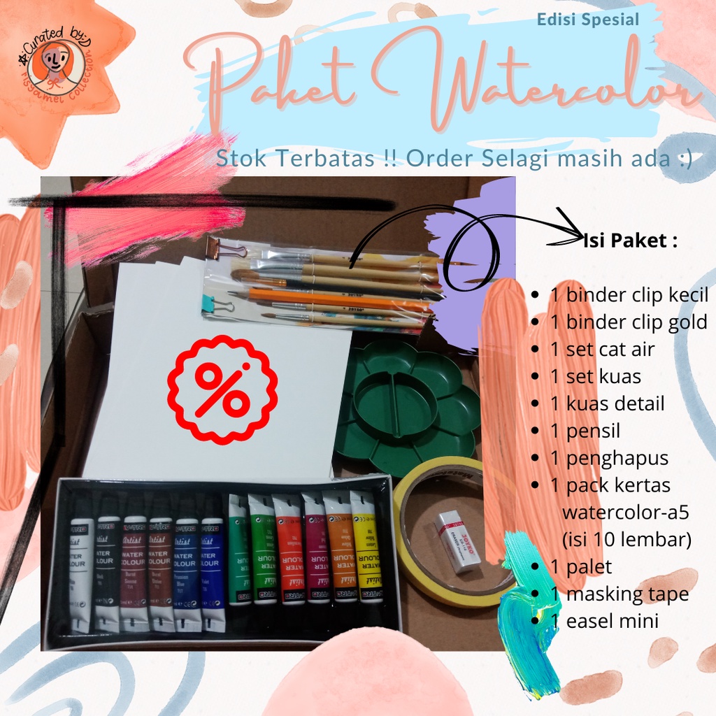 

Paket Lengkap Belajar Melukis/Paket Cat Air Lengkap/Paket Watercolor Lengkap