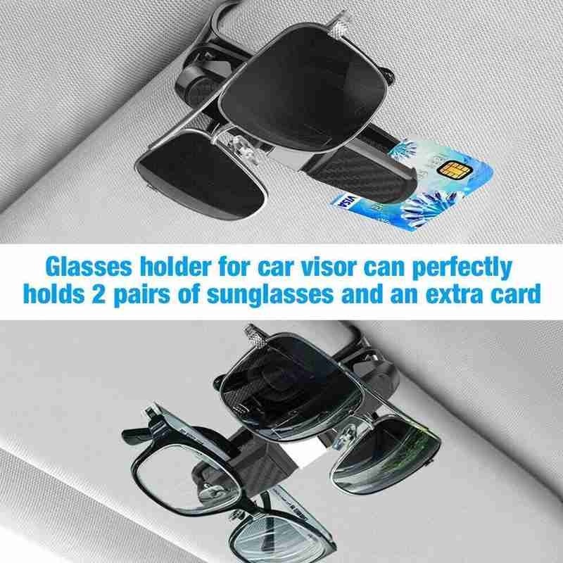 1pc Klip Holder Kacamata Rotasi 180 Derajat Multifungsi Bahan Karbon Untuk Sun Visor Mobil