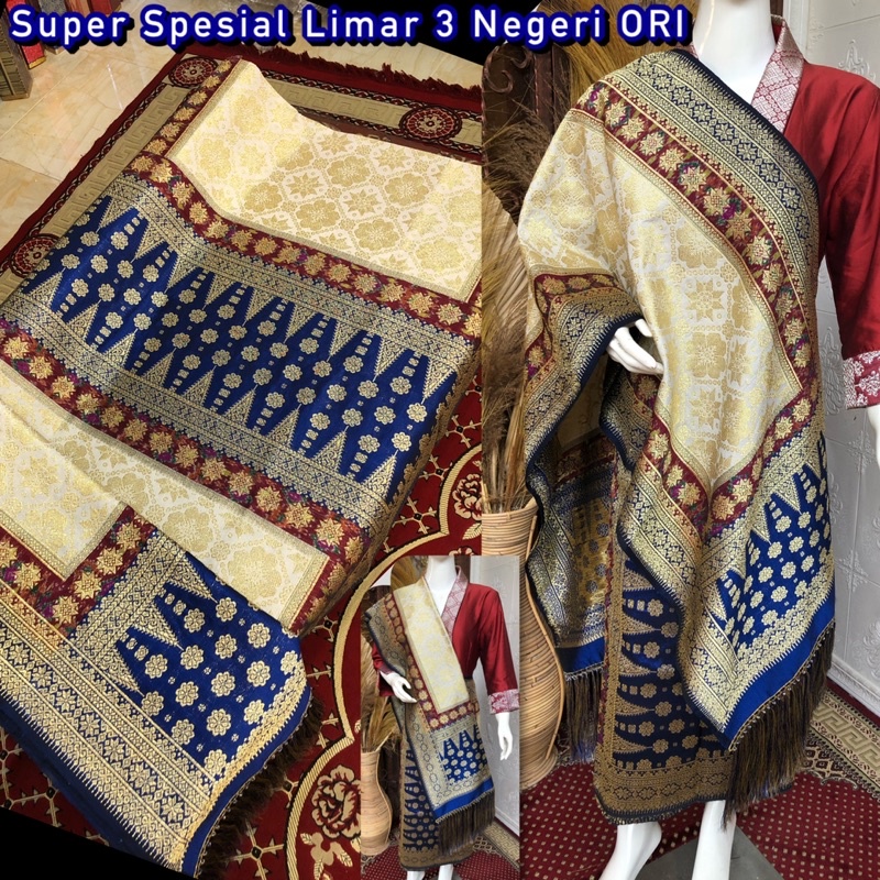 SPESIAL SUPER EXCLUSIVE Songket tenun Limar 3 Negeri ORI / Songket Palembang asli Tenun Tangan. diskon