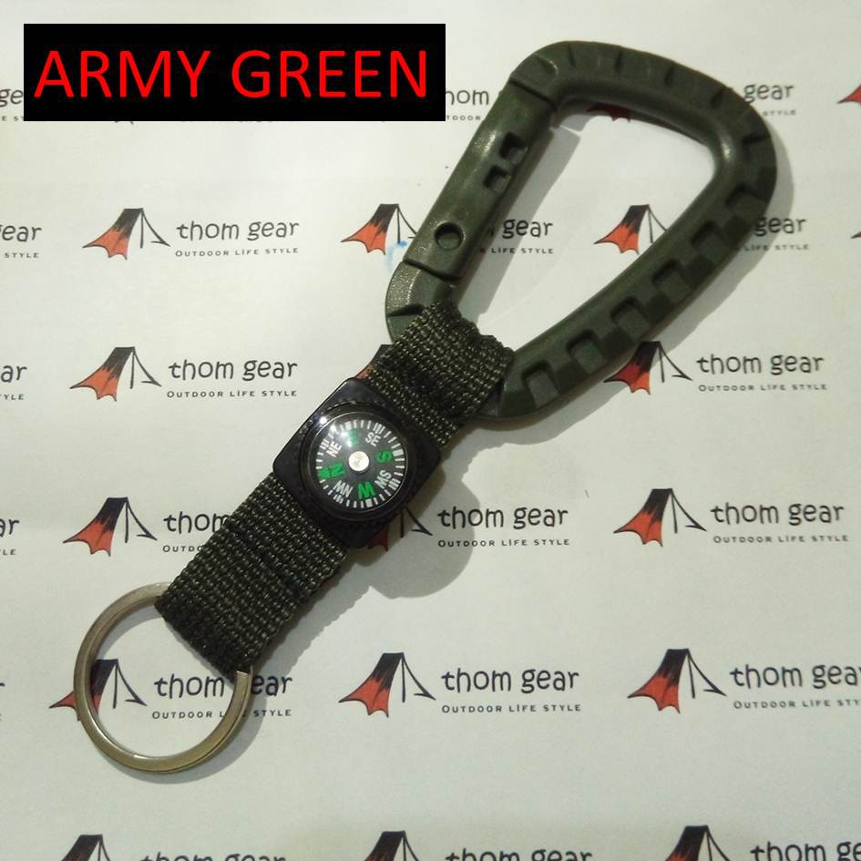 Gantungan Kunci Carabiner Tactical Mini Kompas Army Navy Survival Outdoor Tools Edc Gear