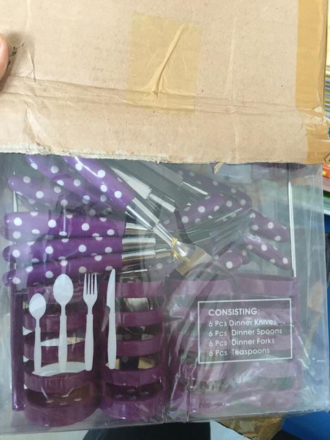 Sendok Set Polkadot / Kitchen Set Polkadot / Peralatan Makan Set 24pcs Sendok Garpu