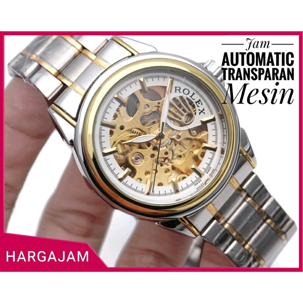 Jam Tangan Automatic Rolex 0522 Rantai Kombi by hargajam matic otomatis transparan mesin